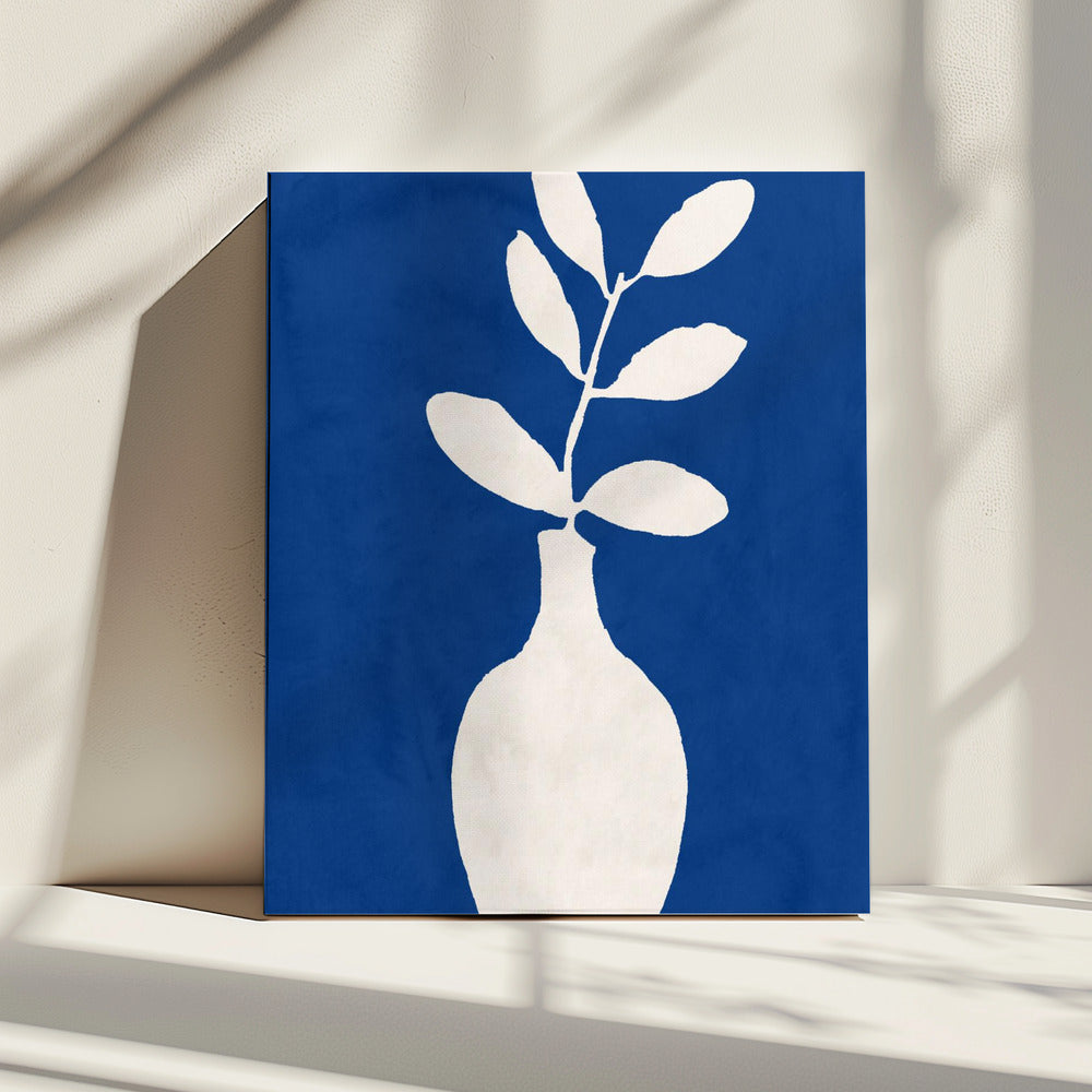 Witte vaas en bladeren | Canvas