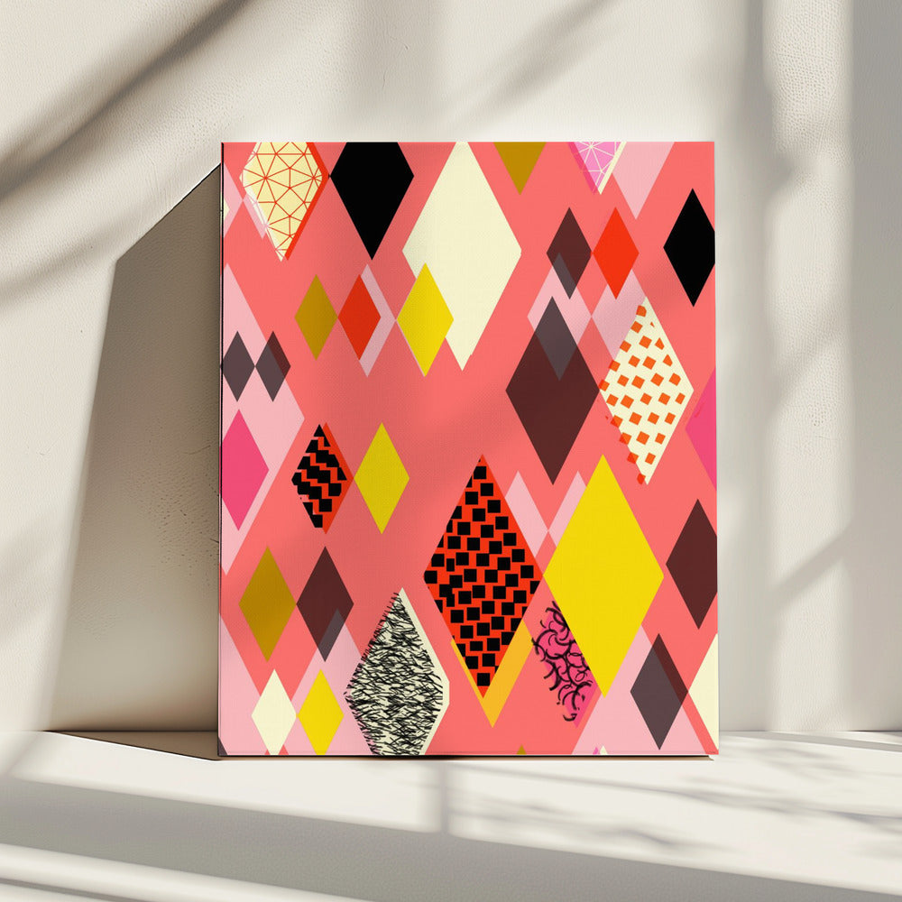 Geometrische patronen met kleurrijke ruiten en vormen | Canvas