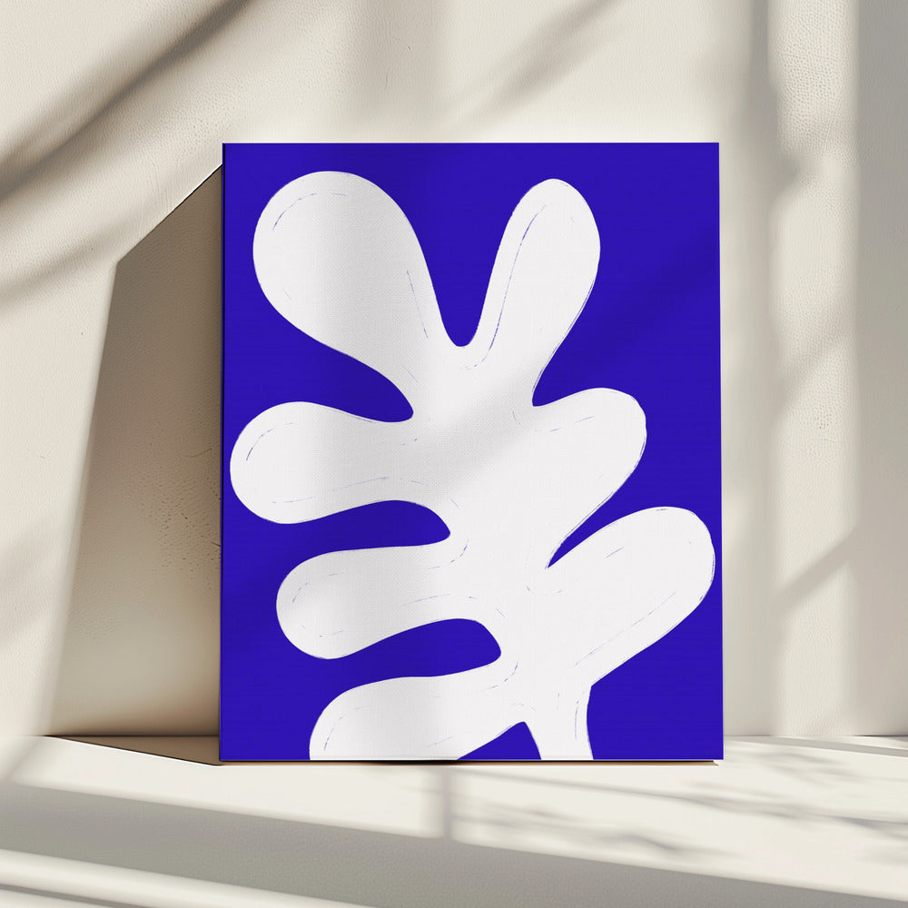 Blad op blauw canvas | Canvas