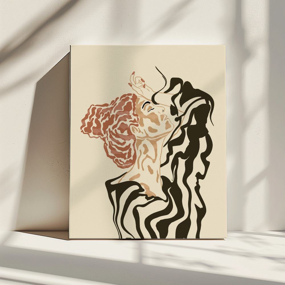 Vrouw in een gestreepte blouse | Canvas