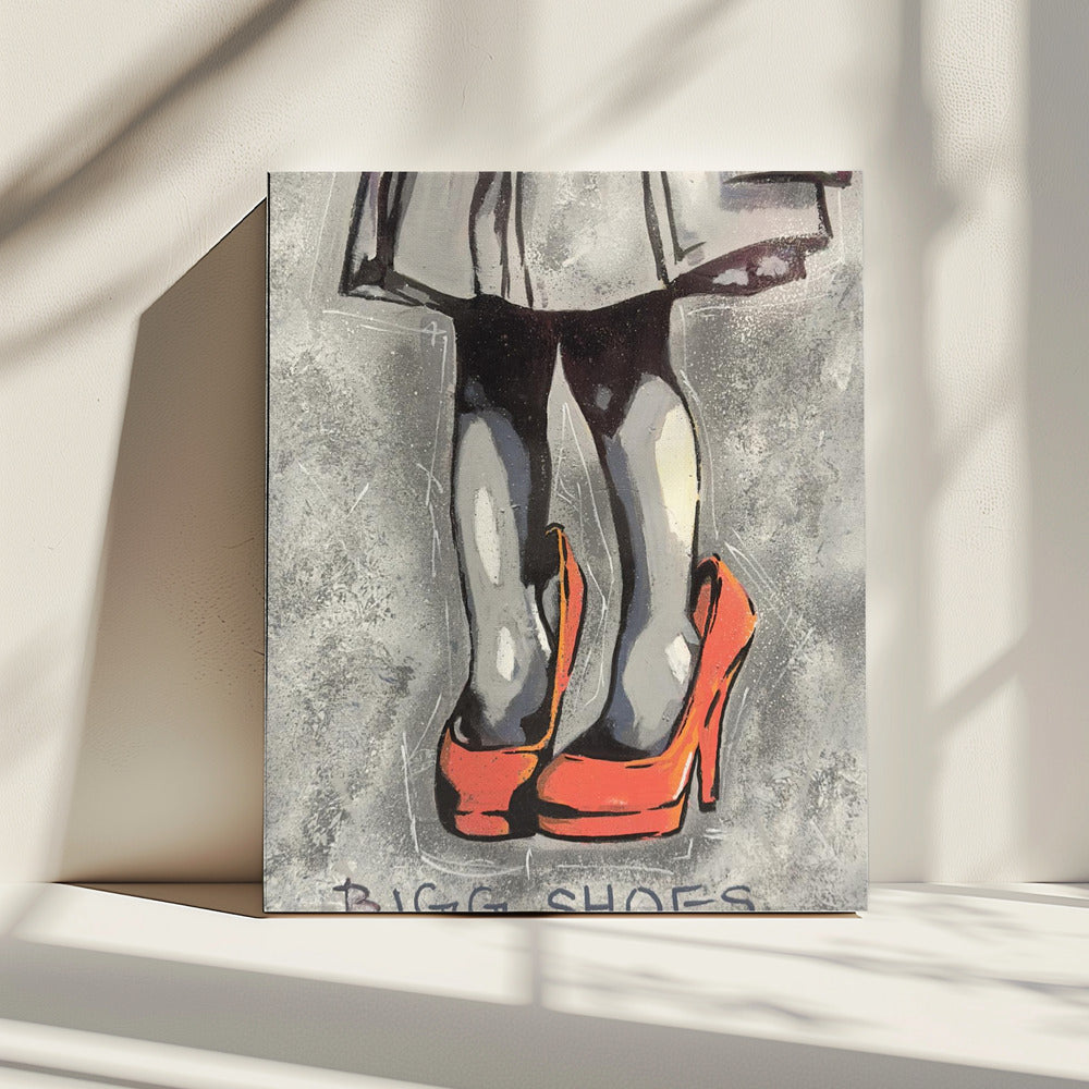 Kind draagt oversized rode hoge hakken | Canvas