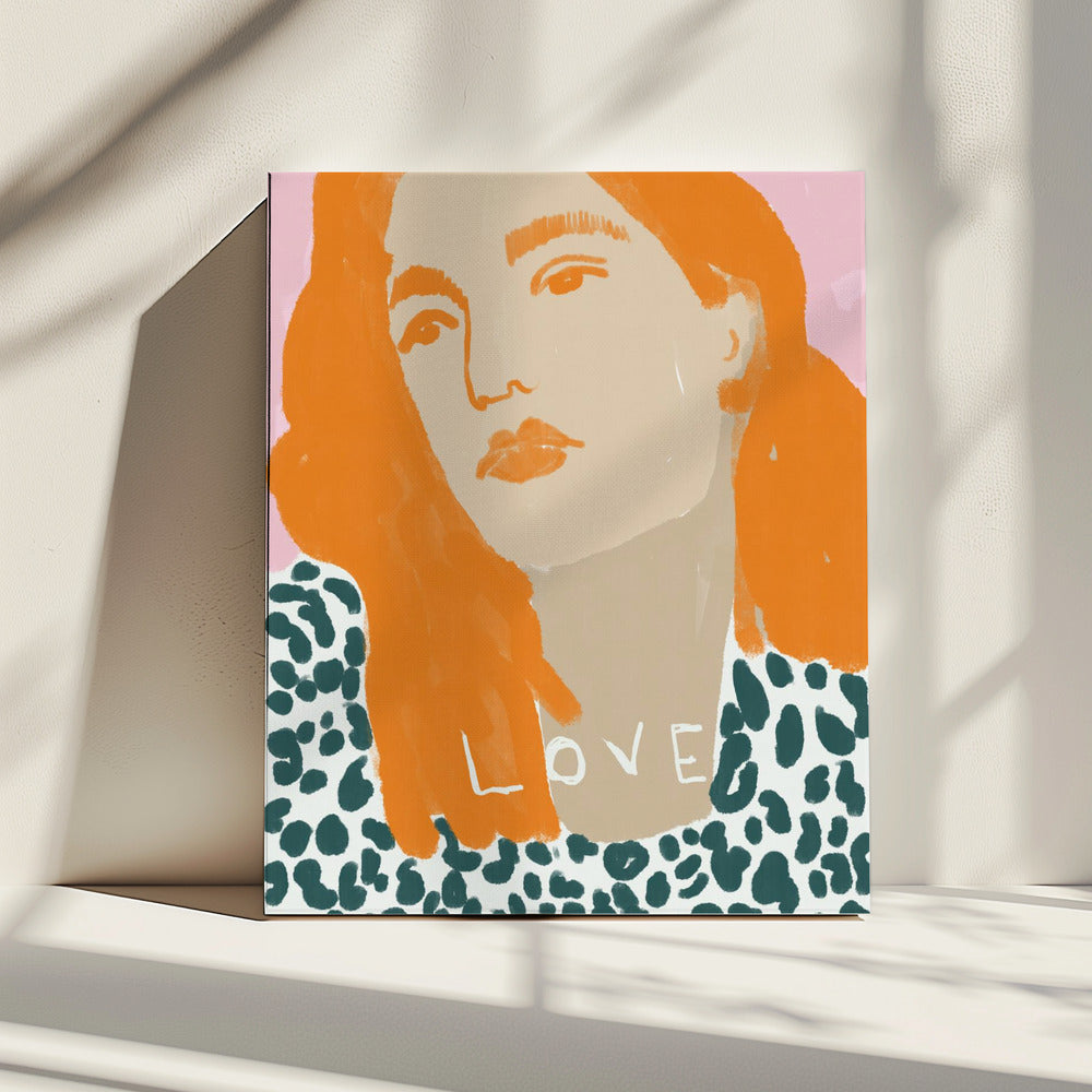 Portret van een vrouw met oranje haar | Canvas