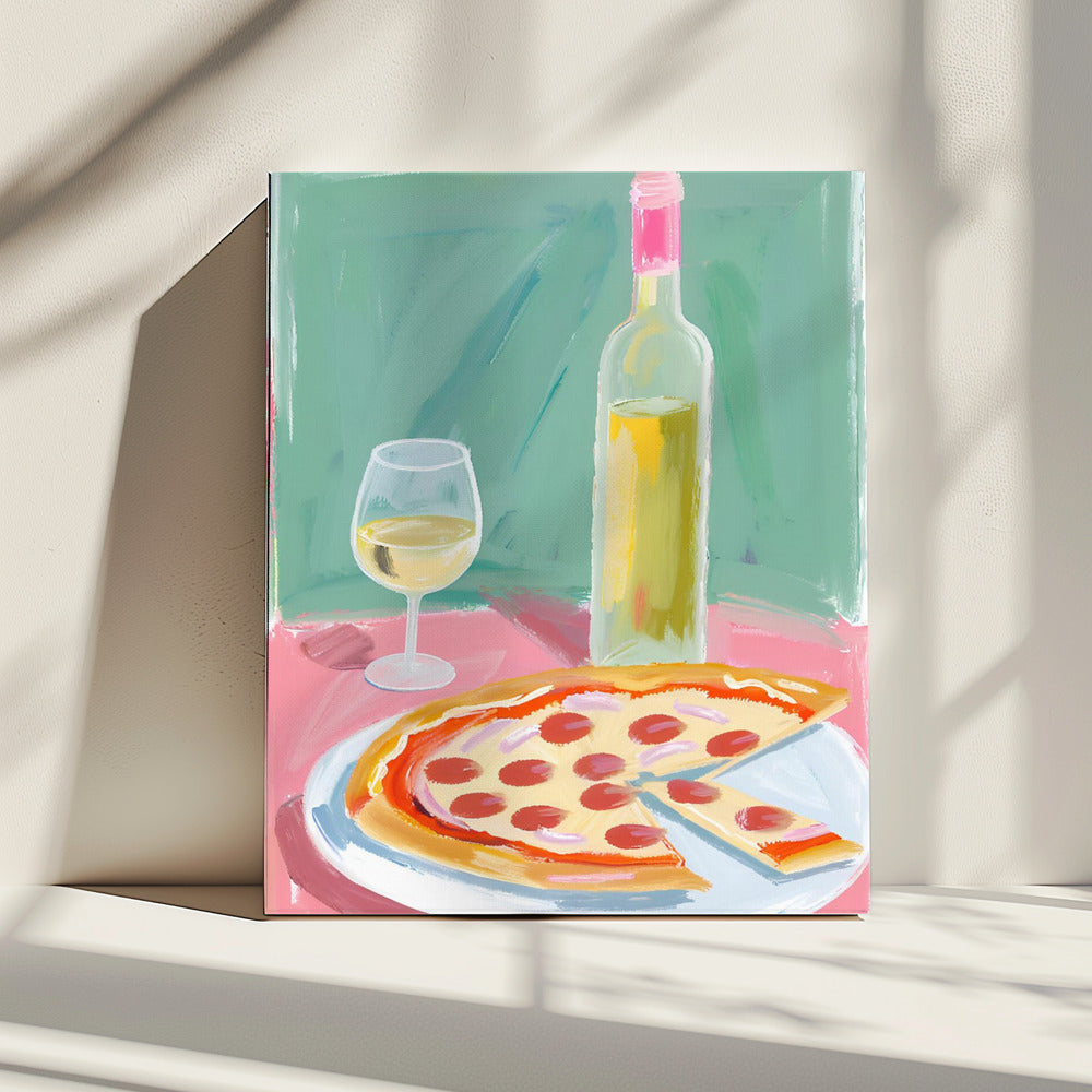 Pizza en wijn | Canvas