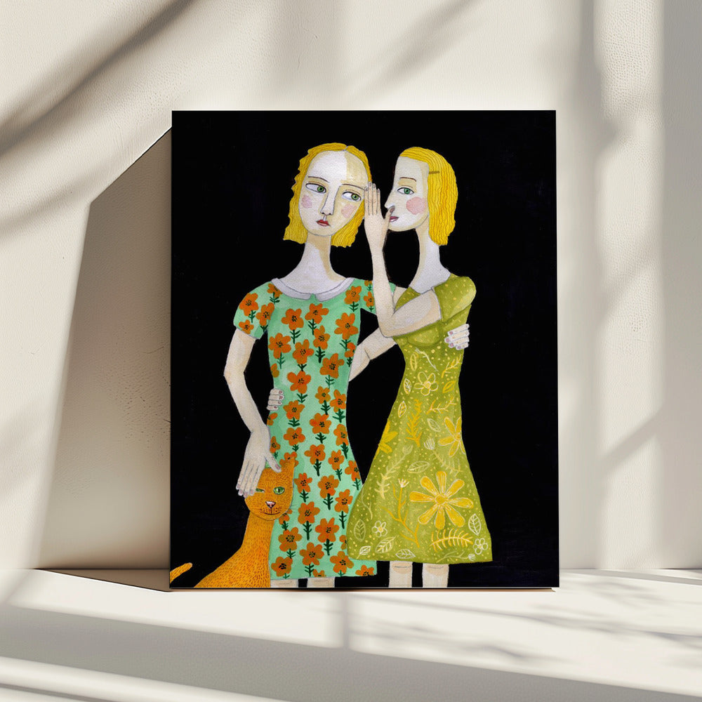 Beste vrienden met hun rode kat | Canvas