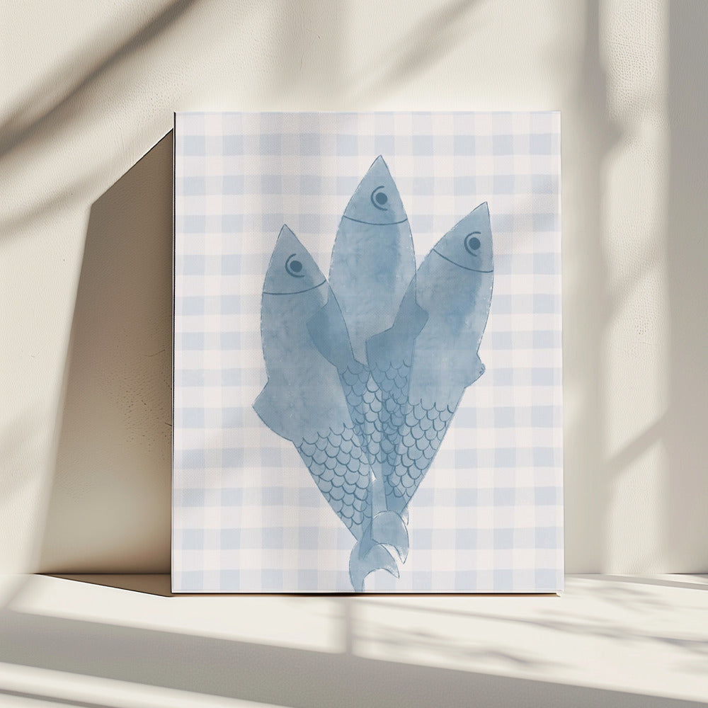 Drie blauwe vissen | Canvas
