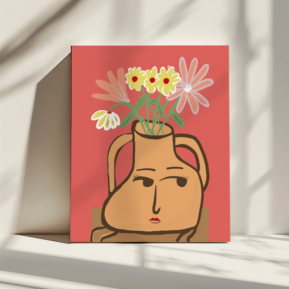 Dame vaas met bloemen | Canvas