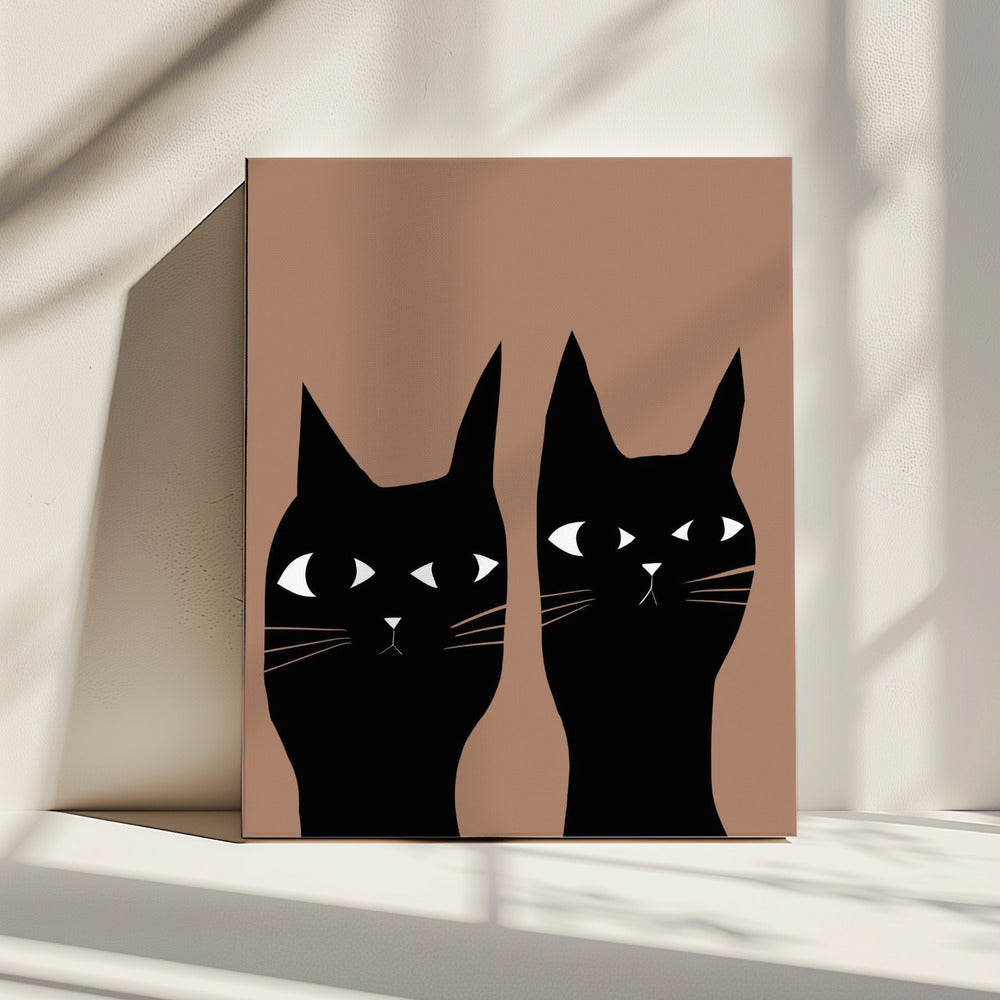 Twee zwarte katten | Canvas