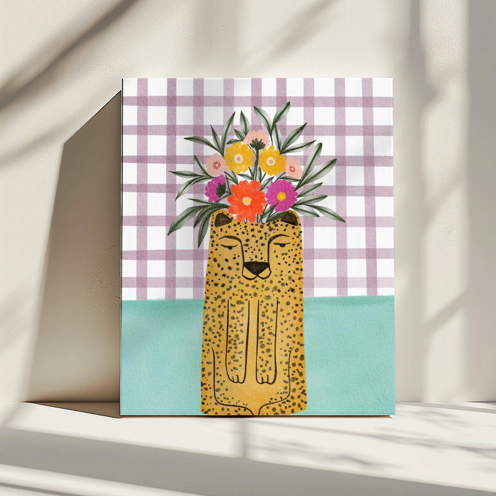 Luipaardvormige vaas met bloem | Canvas
