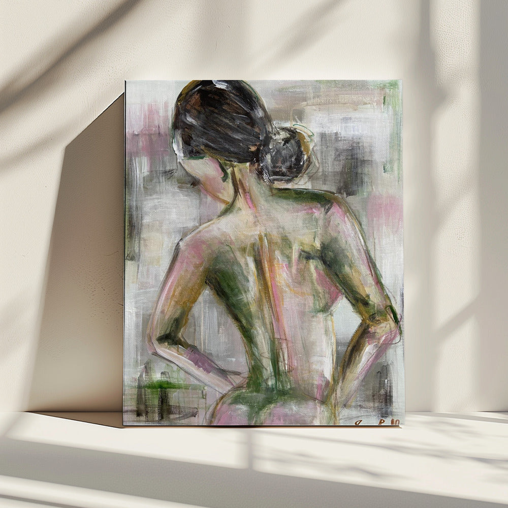 Een vrouwenportret van achteren | Canvas
