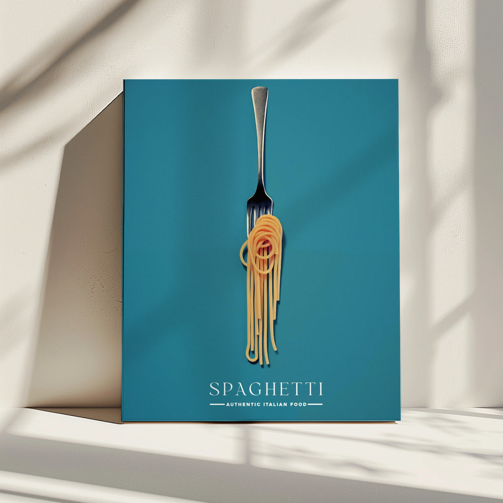 Een vork omwikkeld met spaghetti | Canvas
