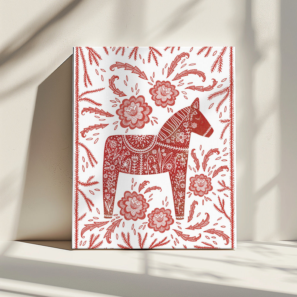 Zweeds Dalapaard Rood en Wit | Canvas
