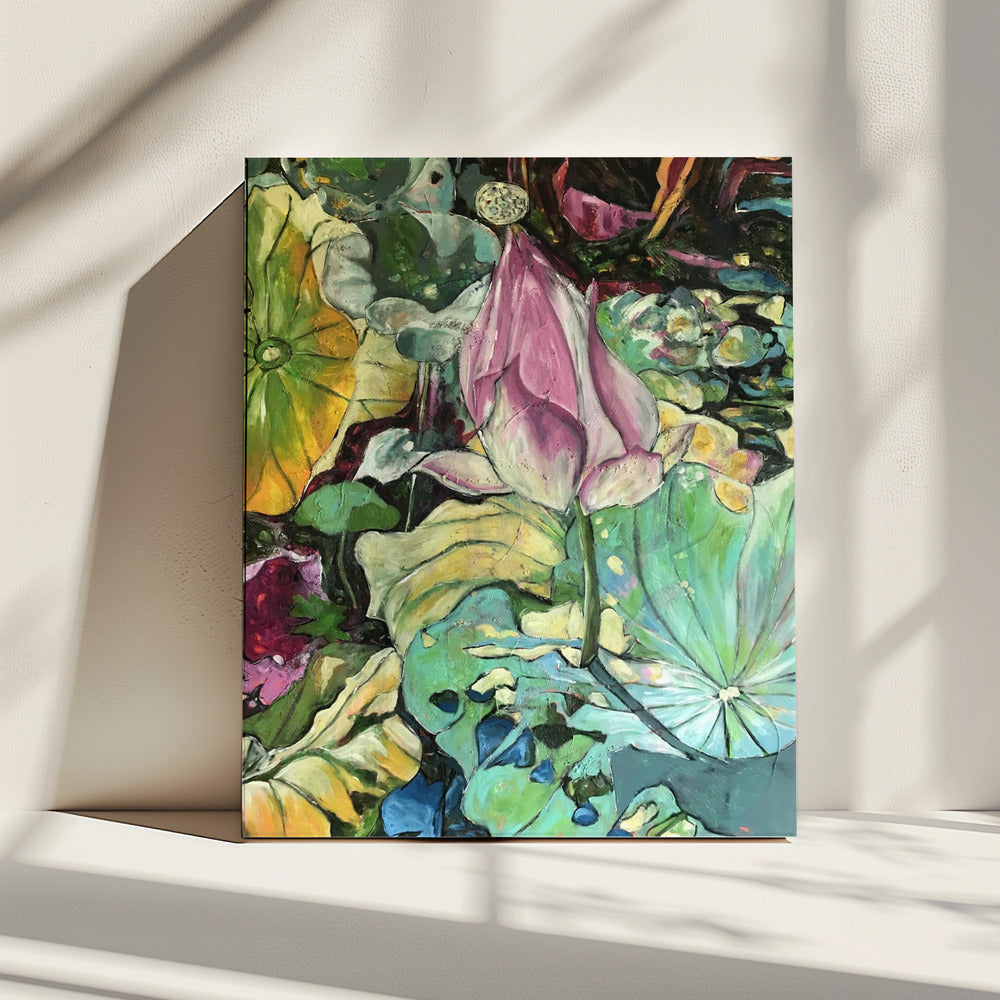 Weelderige Lotusvijver | Canvas