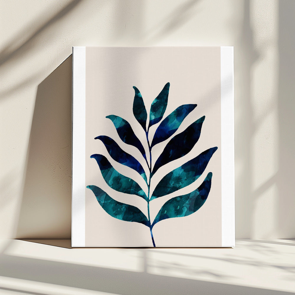 Botanisch ontwerp met donkerblauwe aquarel | Canvas