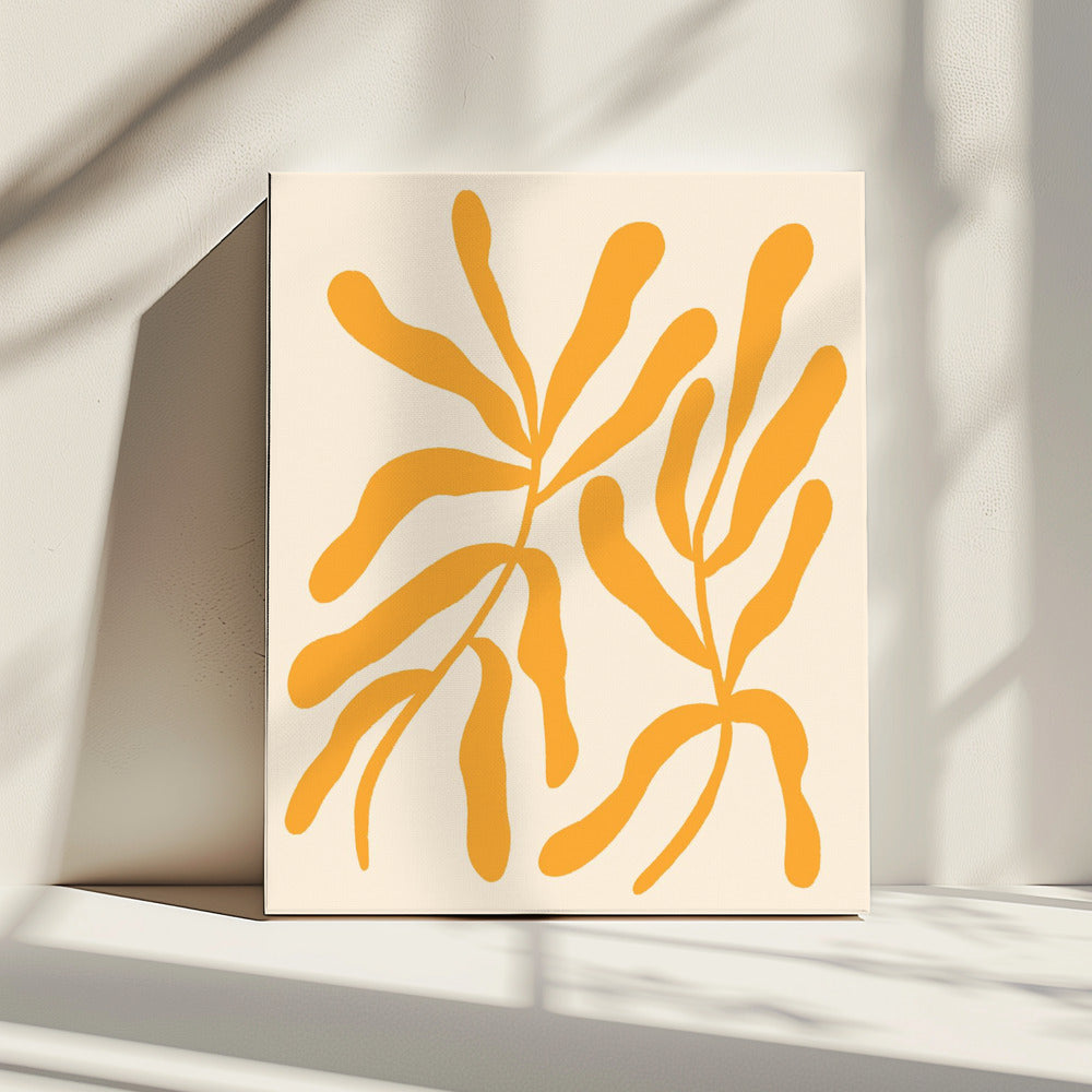Silhouetten van gele bladeren | Canvas