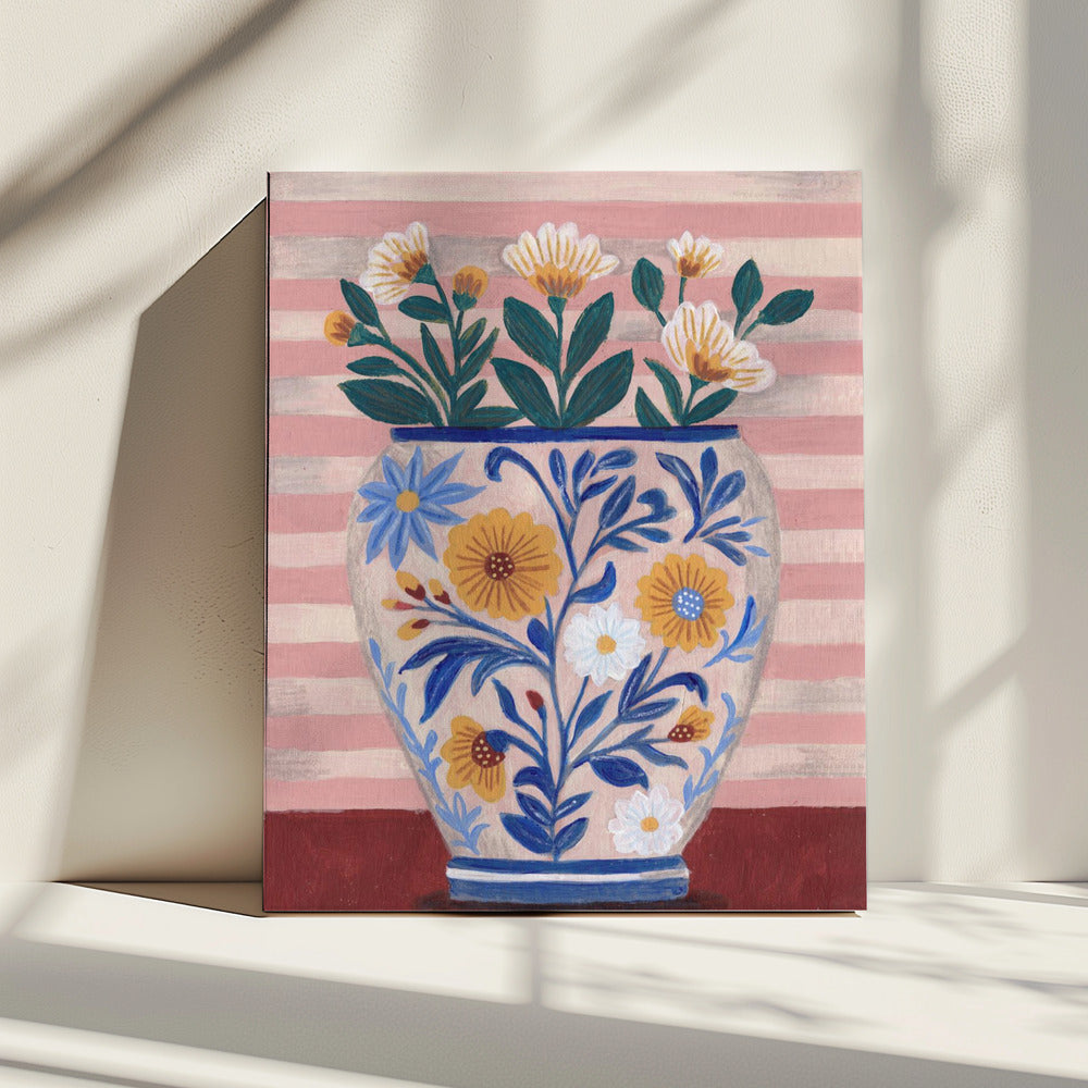Potted Florals Pastels & Stripes | Canvas