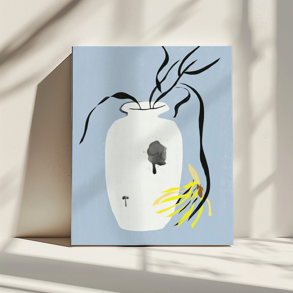 Vaas en verwelkte bloem | Canvas