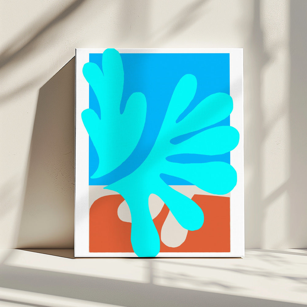 Organische vormen en levendige blauwe tinten | Canvas