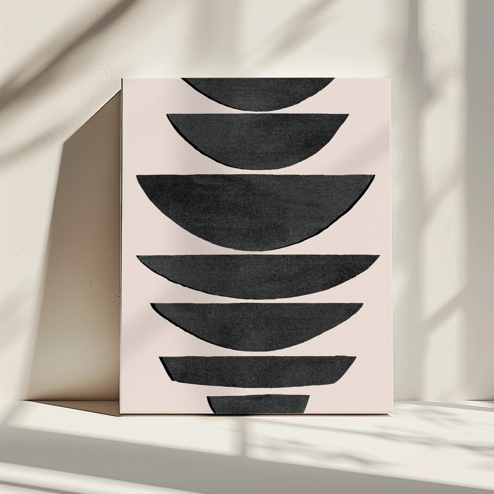 Gestapelde zwarte halve cirkels | Canvas