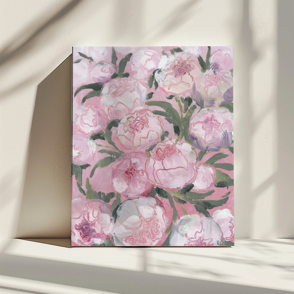Bloemencompositie van roze pioenrozen | Canvas