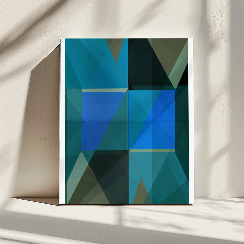 Overlappende blauwe en groene doorschijnende vormen | Canvas