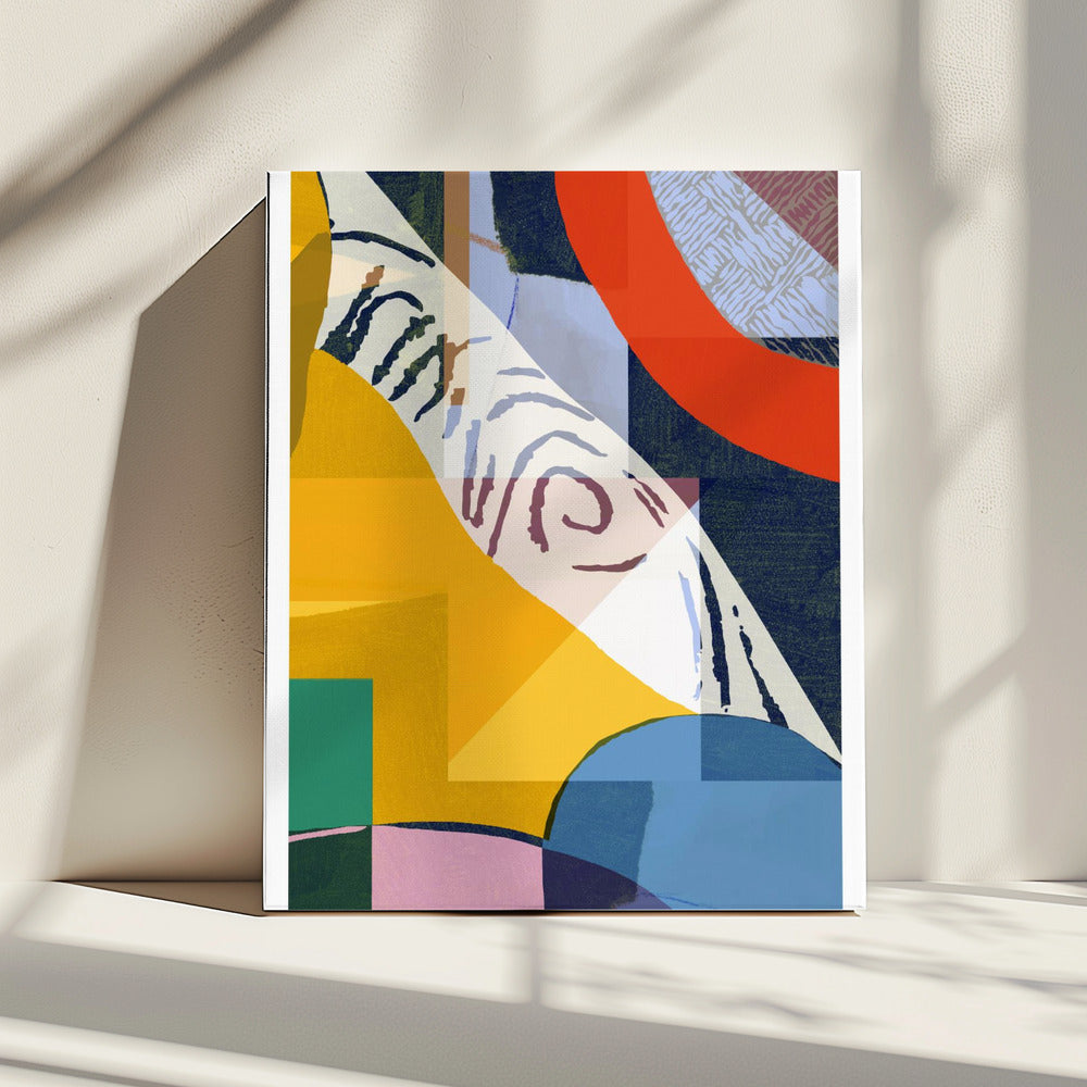 Levendige compositie van geometrische vormen | Canvas