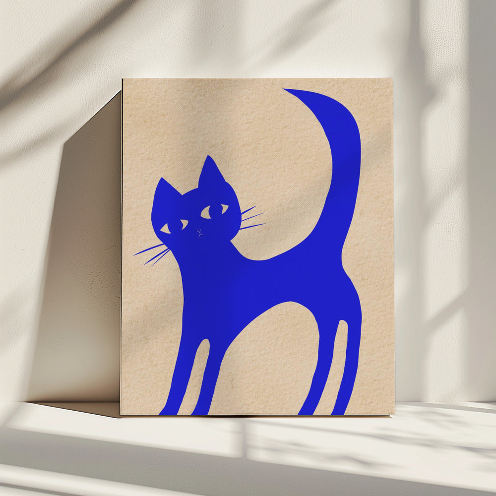 Lichtgevende BLAUWE kat | Canvas