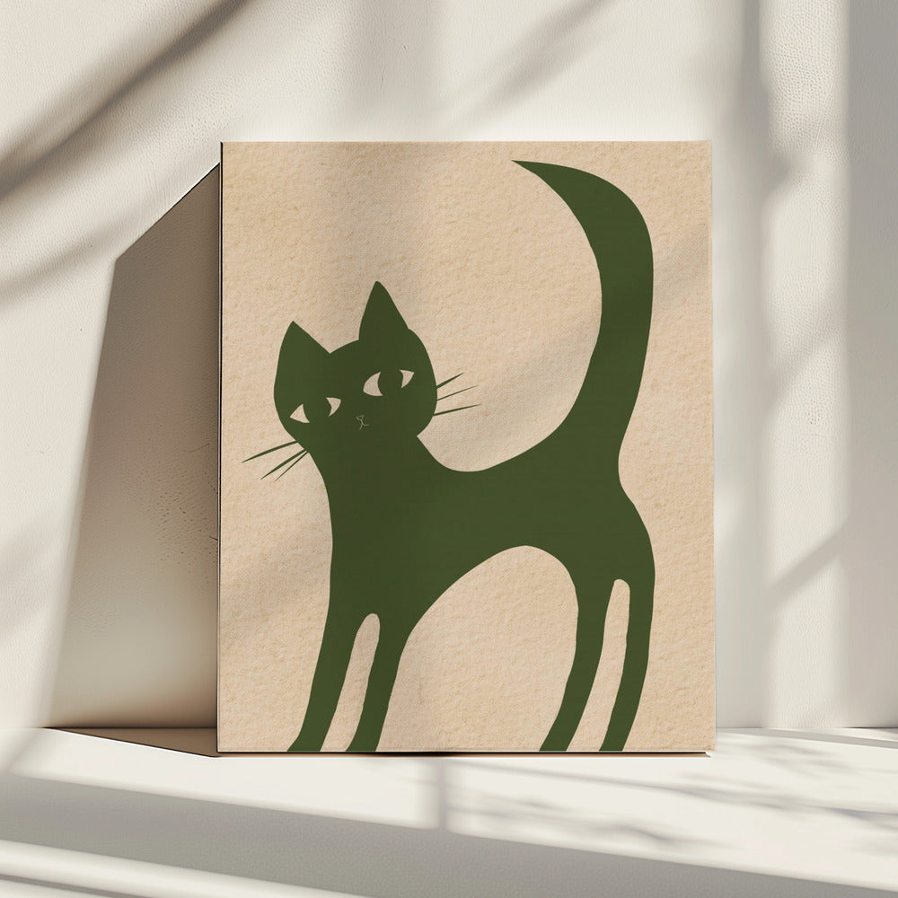 Groene kat | Canvas