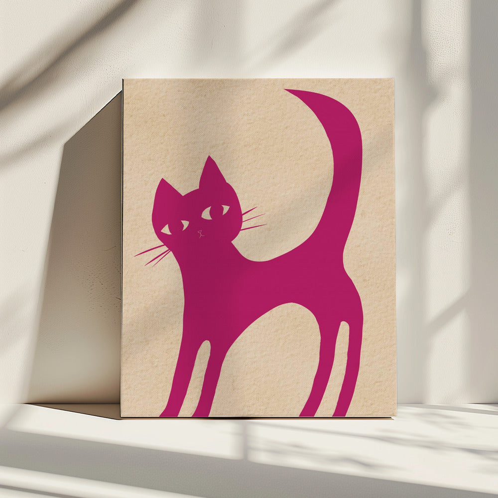 Roze kat | Canvas