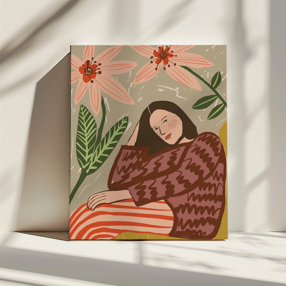 Zittende dame | Canvas
