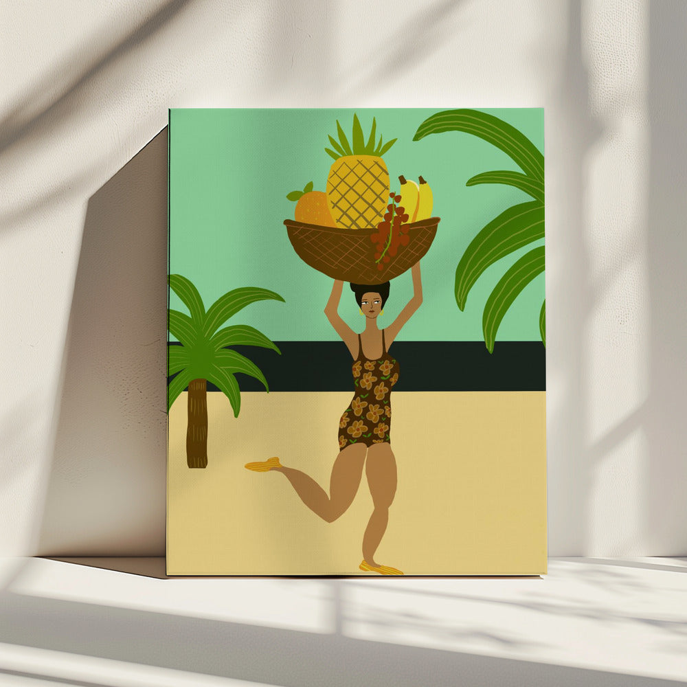 Tropisch fruit op het strand | Canvas