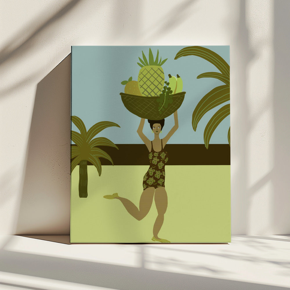 Tropisch fruit op het strand | Canvas