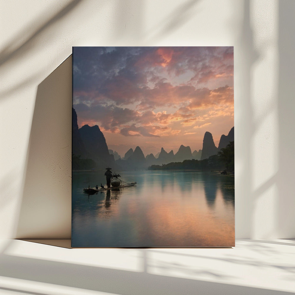 Zonsopgang bij de Li-rivier | Canvas