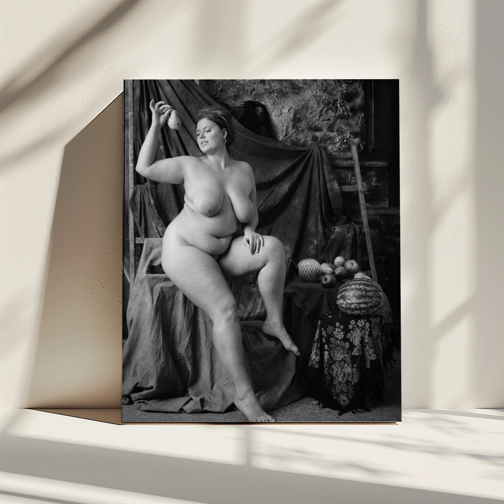 portret van een meisje met een peer | Canvas