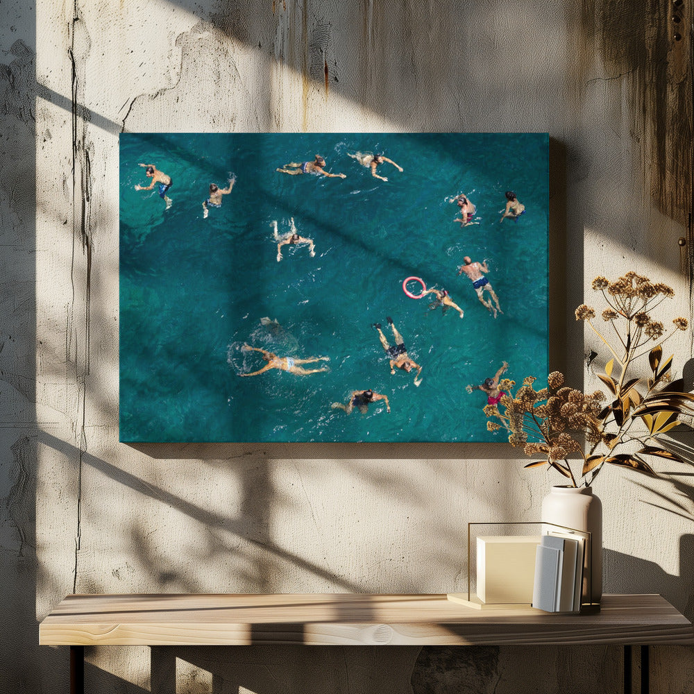 Zwemmen in blauw water | Canvas
