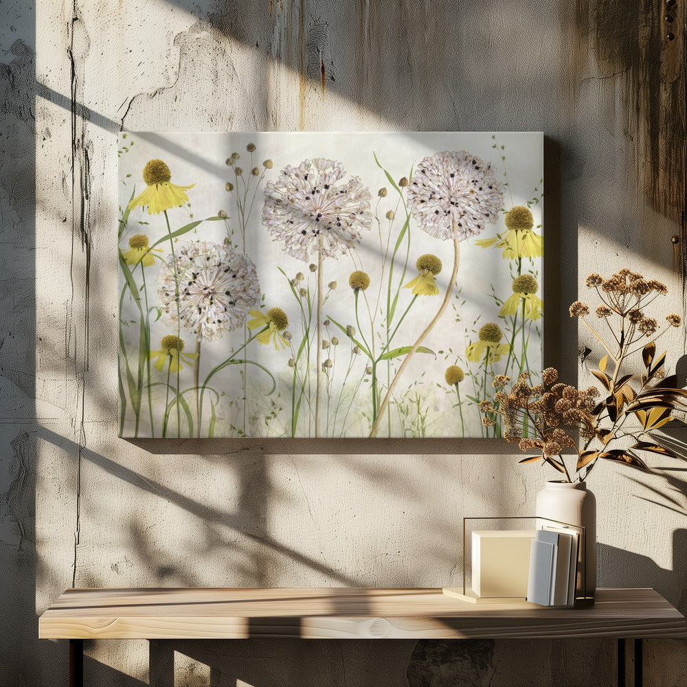 Alliums en heleniums | Canvas
