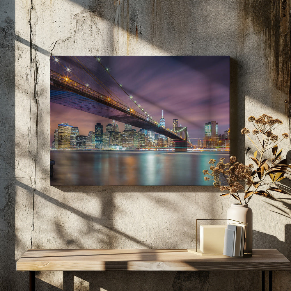 Brooklyn Bridge bij nacht | Canvas