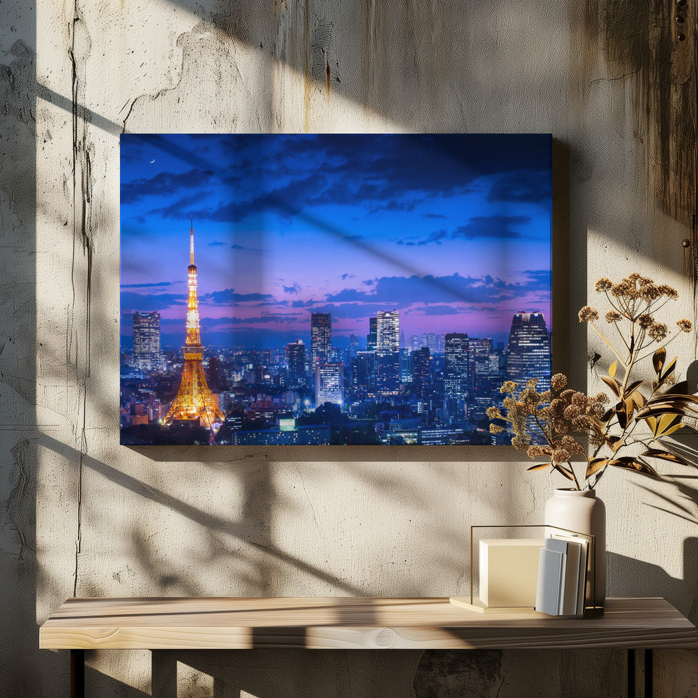 Nachtzicht van Tokio | Canvas