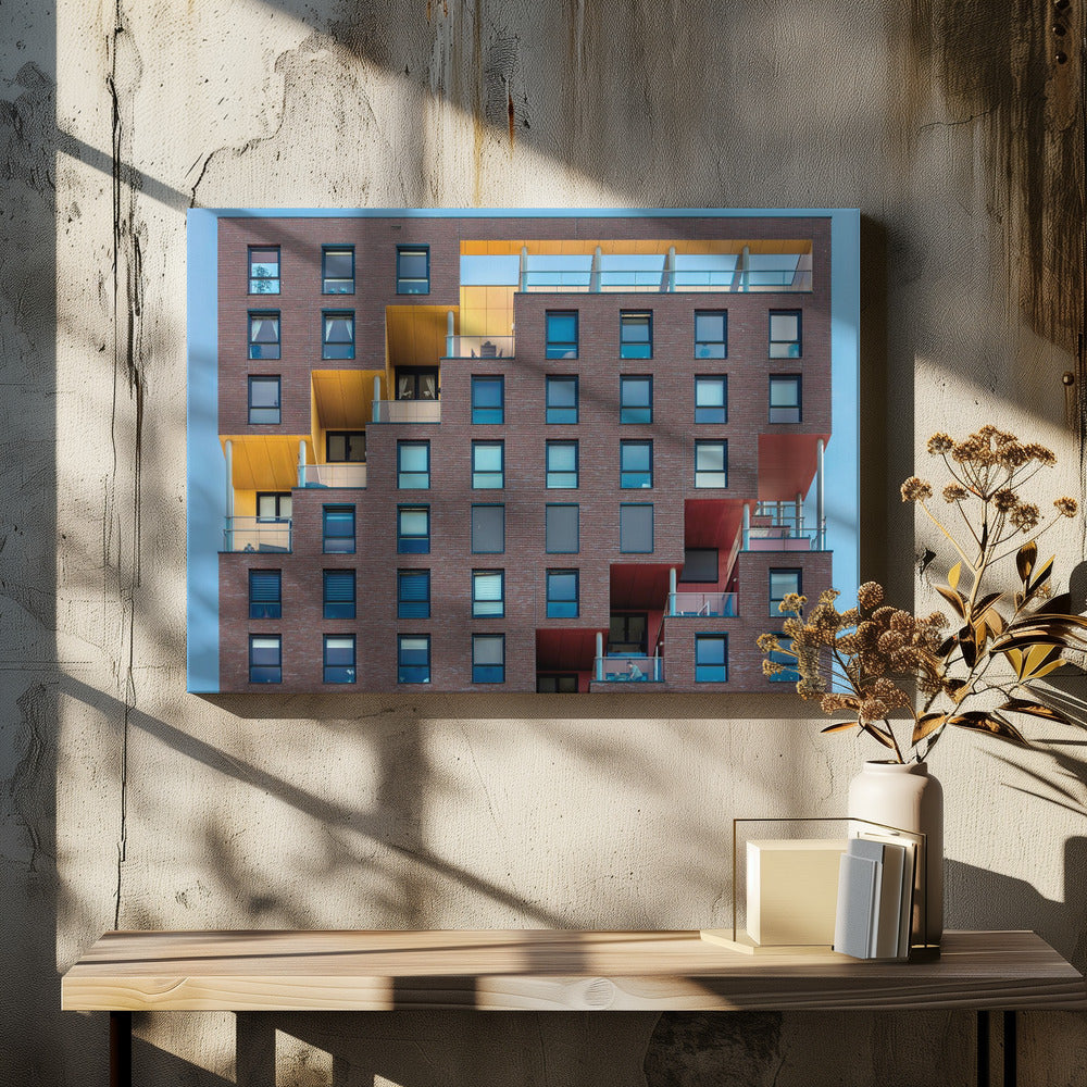 Geel-rood in de muur | Canvas