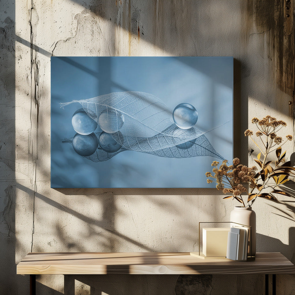 Droog blad en bubbels | Canvas