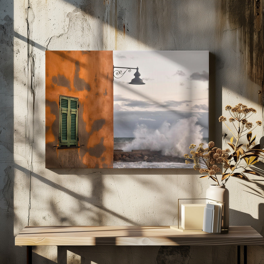 De muur en de golf | Canvas