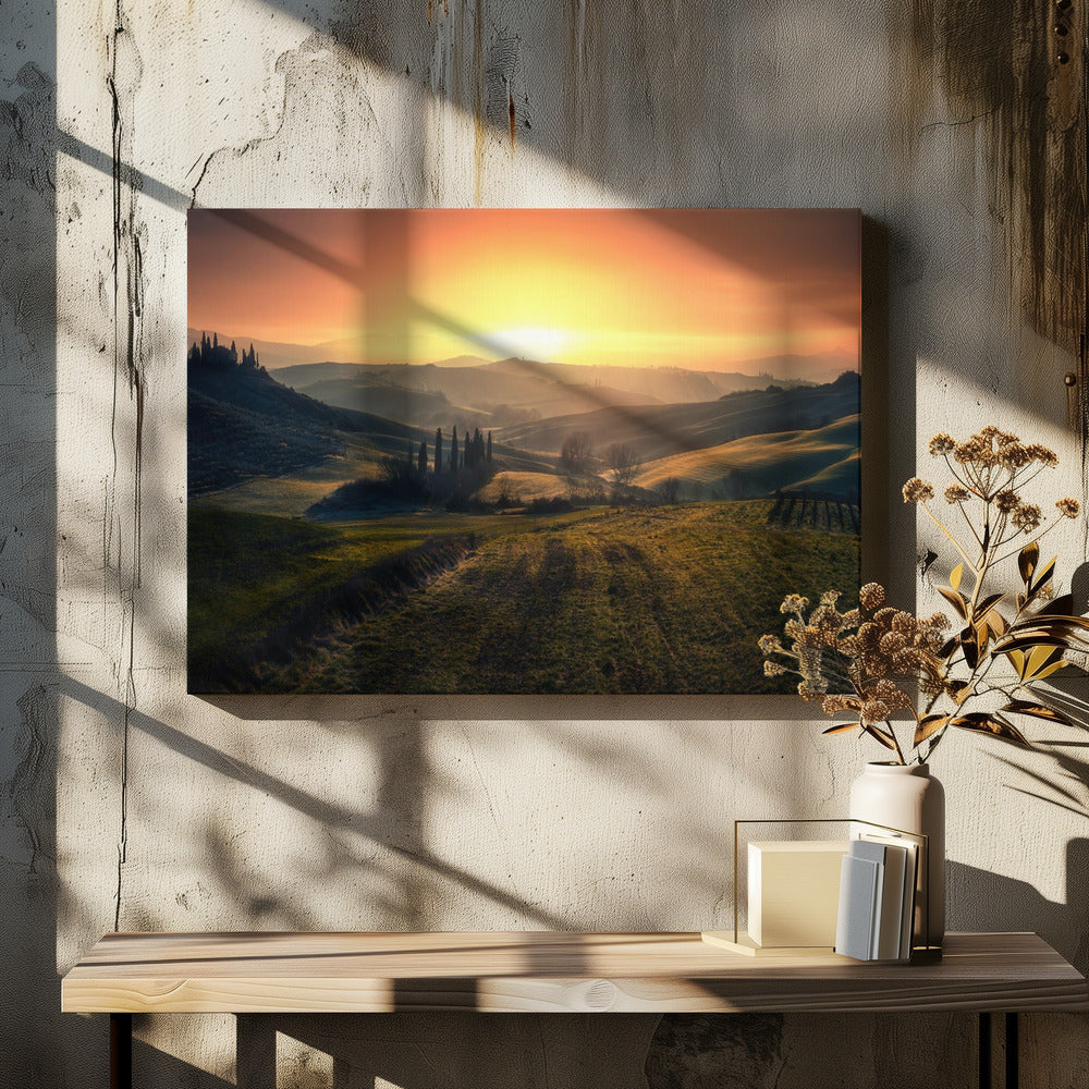 Val d'Orcia in de ochtend | Canvas