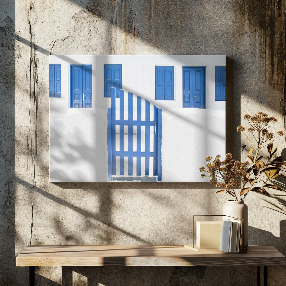 witkalk en blauwe verf | Canvas