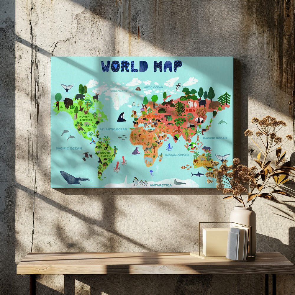 Wereldkaart voor kinderen | Canvas