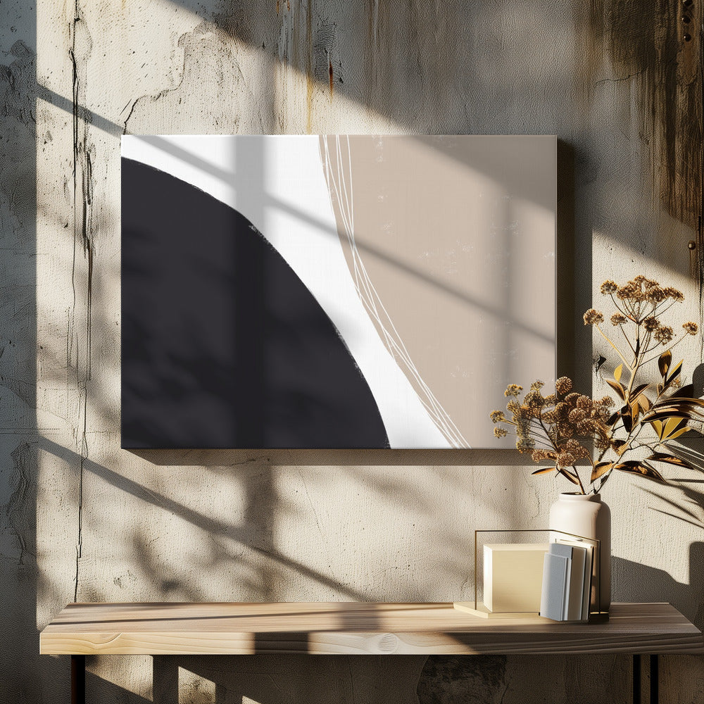 Zwarte en beige organische vormen | Canvas