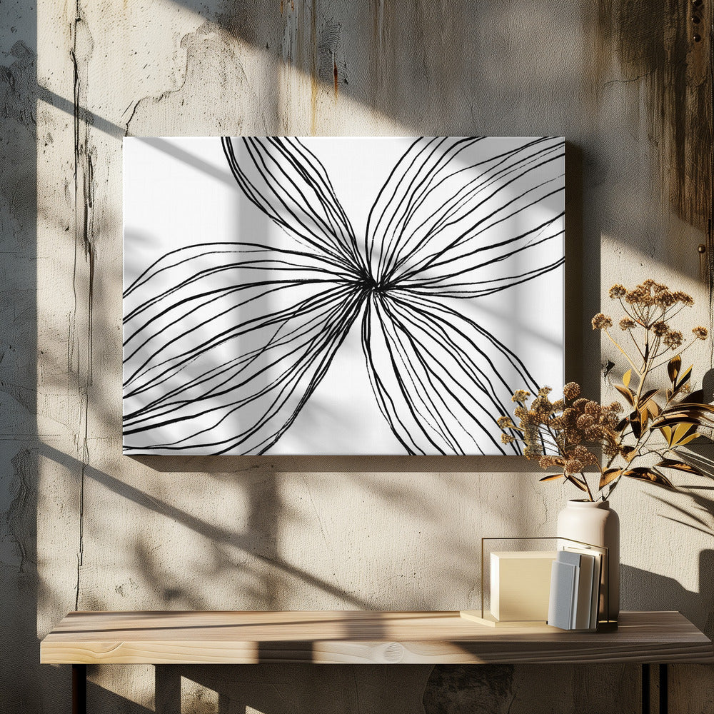 Elegante zwart-witte bloemblaadjes | Canvas
