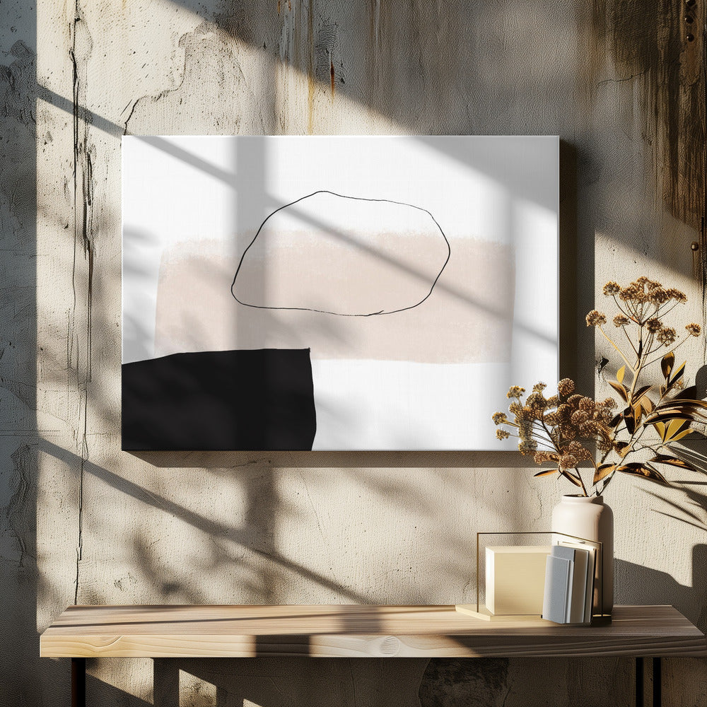 Beige vorm en zwart blok | Canvas