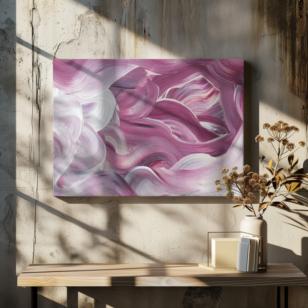 Expressive Pink and White Brushstrokes | Canvas