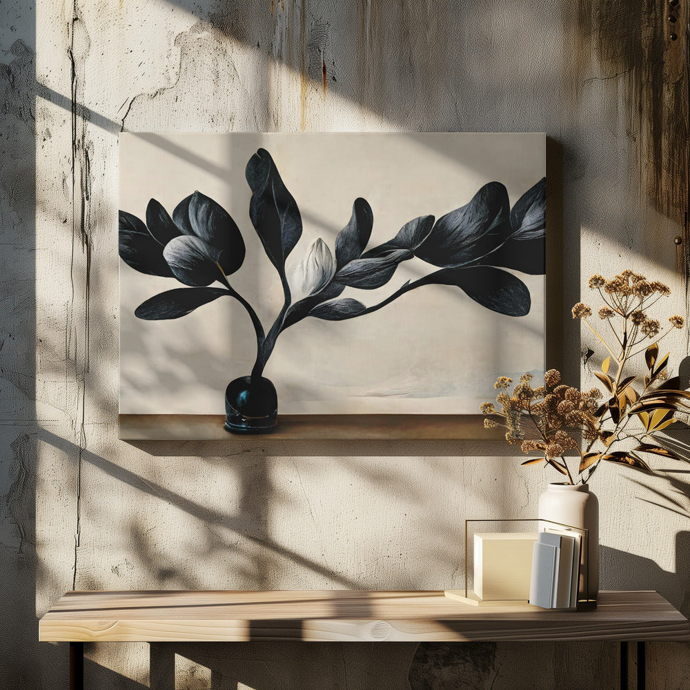 Zwarte Magnolia | Canvas