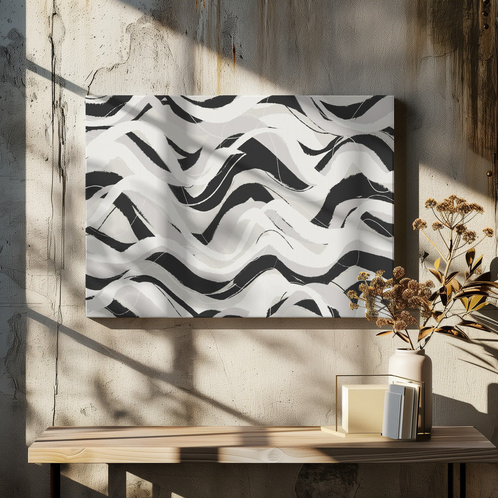 Monochrome golven | Canvas