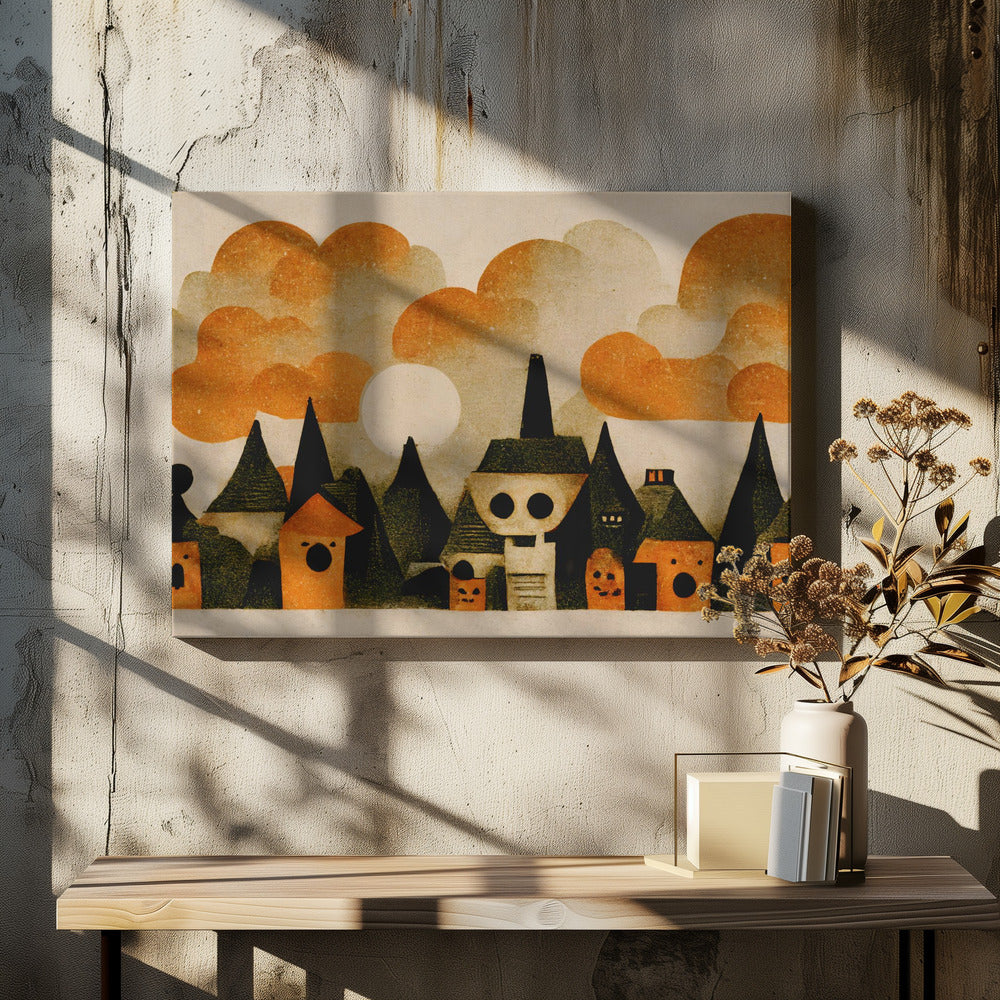 Spookachtig dorpsgezicht | Canvas